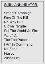 Annihilator Setlist