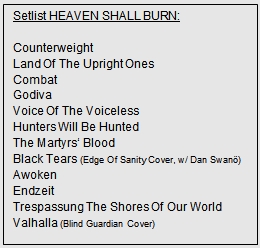 Setlist Heaven Shall Burn